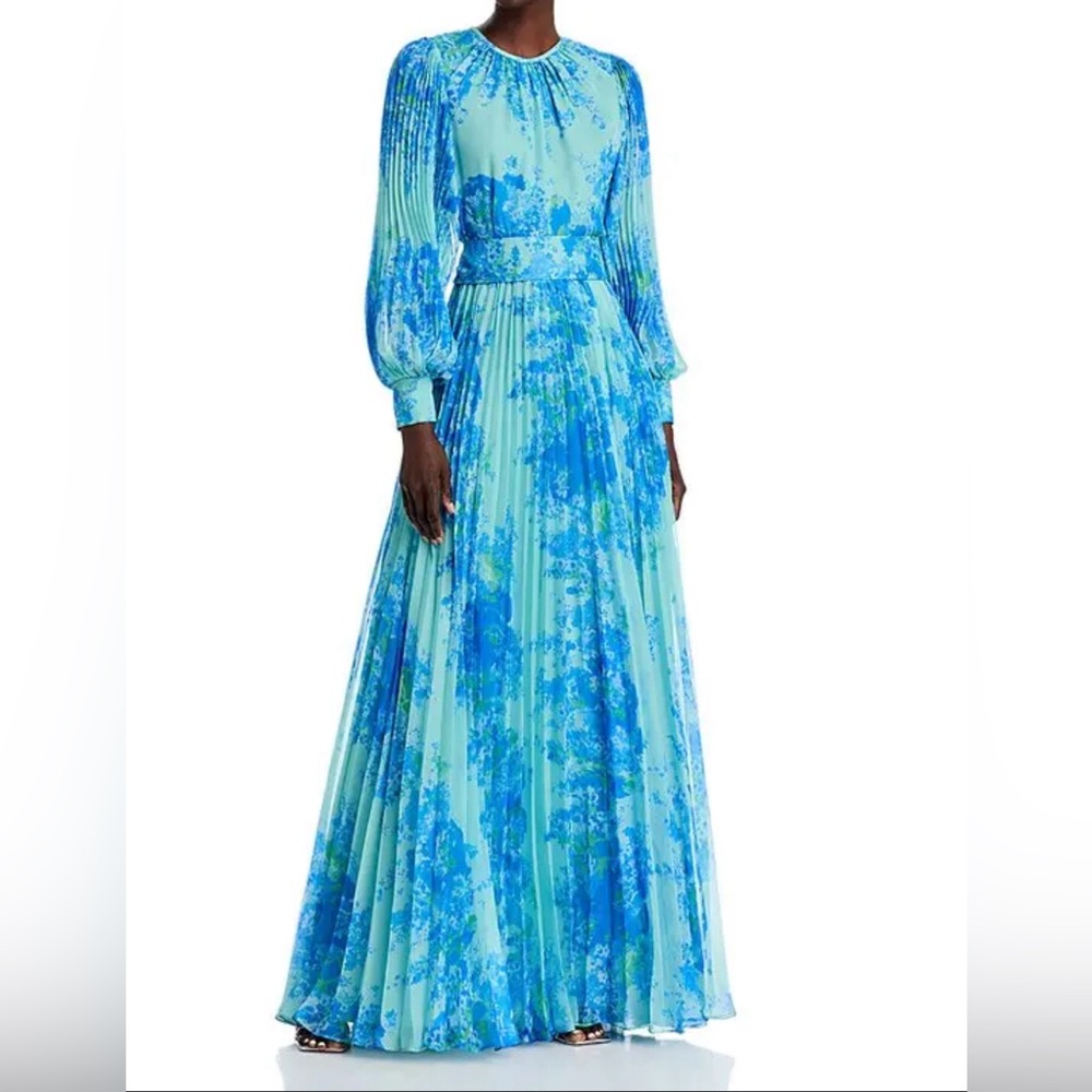 Elegant Blue Floral Maxi Teri Jon Gown